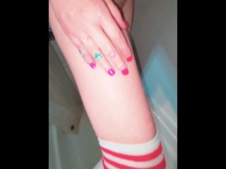 Pissing on her stocking