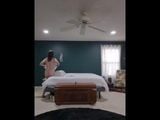 Nakie chore time- making the bed