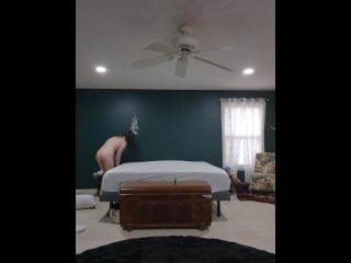 Nakie chore time- making the bed