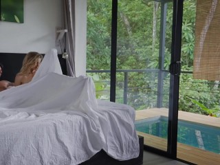 GF snuck under the covers to wake me up with her mouth