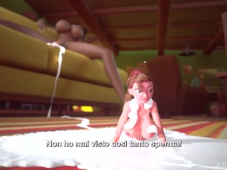 3DGSPOT - Tiny Trans Fucks With Giant Busty Trans! ITALIAN SUBTITLES! UNCENSORED SEX!