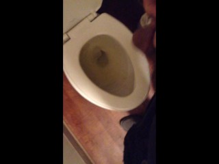 Taking a very desperate public toilet piss at the bank (felt so good to finally get to piss)