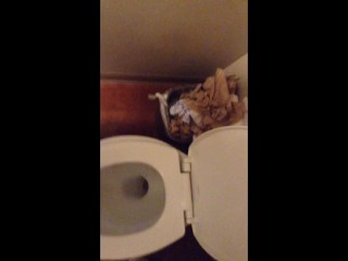 Taking a very desperate public toilet piss at the bank (felt so good to finally get to piss)