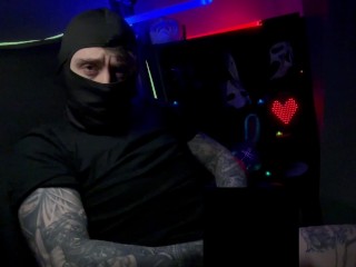 Masked Tattooed Man Strokes Hard Cock Censor Teasing Kink Custom Video Preview Omen Bunny OnlyFans