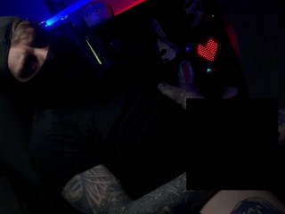 Masked Tattooed Man Strokes Hard Cock Censor Teasing Kink Custom Video Preview Omen Bunny OnlyFans