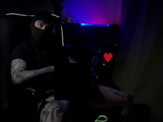Masked Tattooed Man Strokes Hard Cock Censor Teasing Kink Custom Video Preview Omen Bunny OnlyFans