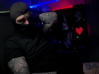 Masked Tattooed Man Strokes Hard Cock Censor Teasing Kink Custom Video Preview Omen Bunny OnlyFans