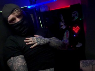 Masked Tattooed Man Strokes Hard Cock Censor Teasing Kink Custom Video Preview Omen Bunny OnlyFans