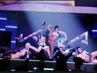K/DA Orgy On Stage, Beautiful Thicc Ass Sombra Riding A Cock, Panam Sucks The Tip