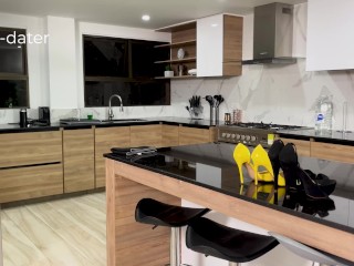 Ebony MILF maid Carla Morelli caught in red dress by Brandon Cruz and taken hard with BBC and doggy