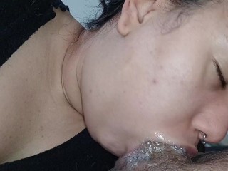 blowjob swallowing drooling licking,lots of spit this bitch knows how to suck real dick🍆💦🤤😵😋🥛