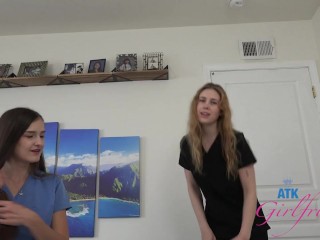 iona Peaches & Violet Viper stop to check up on their favorite patient and take turns on your cock