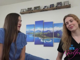 iona Peaches & Violet Viper stop to check up on their favorite patient and take turns on your cock