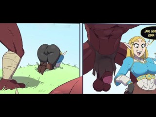 Zelda le da un delicioso baño con lengua a link en el Rio