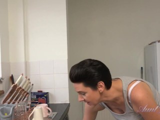 Aunt Judy's - Your Cute MILF Wife Scarlet Sucks Your Cock in the Kitchen (POV)