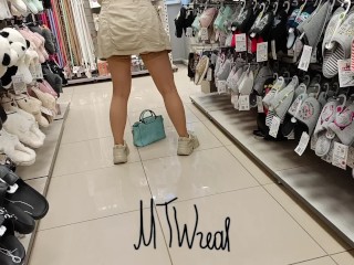 public flashing in store witn anal plug