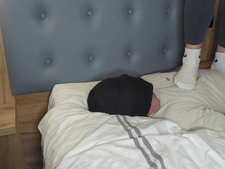 Trampling with dirty sweaty white nike socks!