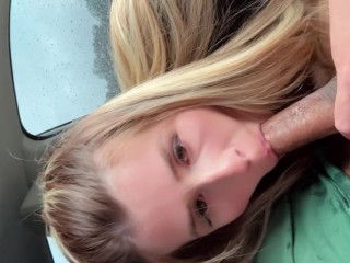 SEX in the car with open ASS wet BLOWJOB and cum filled PUSSY