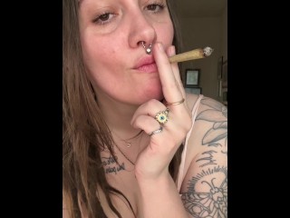 Wearing Pink Lingerie  Smoking a Cigarette & Joint - Full Vids on OF