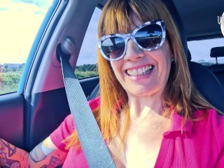 Playing with my pussy while cars passing by, risky public flashing