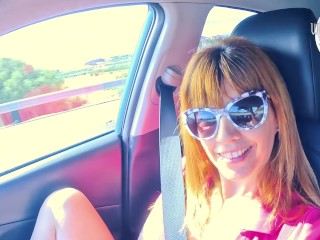 Playing with my pussy while cars passing by, risky public flashing