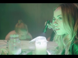 Parasited Femdom Investigation - Horny Lesbian Foursome with Male Bondage, Anal & Creampie Cleanup