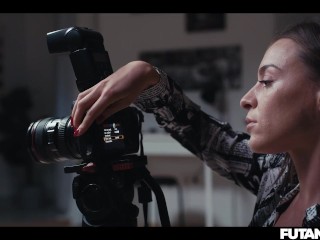 Magic Camera Freezes Time - Sexy Transgender with HUGE Cock Facefucking Teenager Blonde