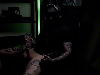 EXTREME Edging Vocal Tattooed Male Clear Transparent Flesh Light Gas Masked Man Omen Bunny