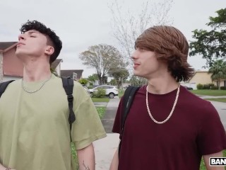 BANGBROS - Richelle Ryan Masturbates By The Pool, Then Gets Lucky And Fucks Two Hard Cocks