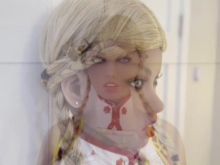 Sex DOLL Cosplays as Asuna Yuuki & gets FUCKED by Kirito as he CUMS on her ASS & Skirt