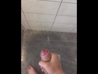 HUGE LOAD — nasty 18 year old busts load while taking a hot steamy shower (ALMOST CAUGHT)