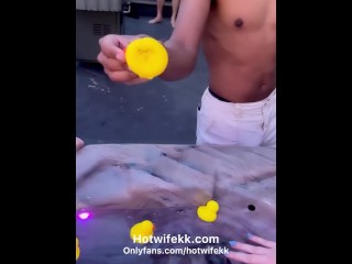 Guys pick ducks at random to see which girl they get to fuck - these guys chose me!