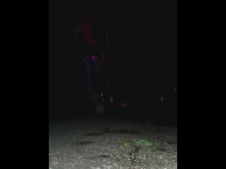 TS Nasty Sissy Faggot Alleyway Tease Hoping To Get Caught