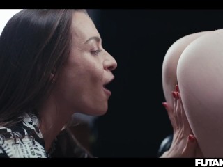 Time Stop Futa Surprise - HUGE Tits Brunette Grows Cock Freezes Time and Uses Blonde in Hardcore Sex