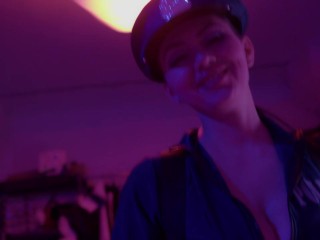 Dissolute woman pegging her boy's.