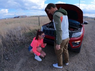 Freeze. I was frozen by a mechanic who fucked my mouth and cummed on my tits