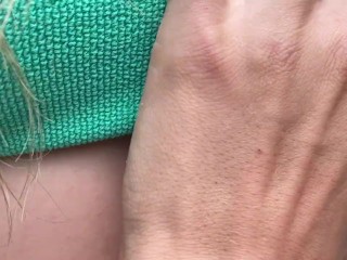 peed leggings on him in public park (risky) he cums & piss on me