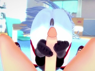 POV Hentai Footjob from Laura Bodewig from Infinite Stratos