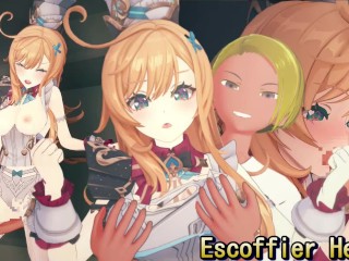 【原神 エスコフィエ】3Dエロアニメーション(背後乳揉み⇒手マン⇒手コキ⇒フェラ⇒セックス えすこふぃえ3 Genshin Impact Escoffier hentai sex.)