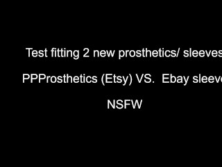 Test fitting 2 cock enlarger prosthetic/sleeves from Etsy and Ebay