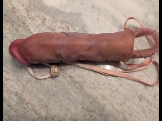 Test fitting 2 cock enlarger prosthetic/sleeves from Etsy and Ebay