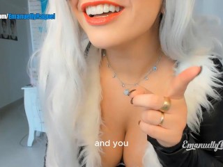 Black Cat cosplay dirty talking and playing with two toys BBC DIRTY TALKING