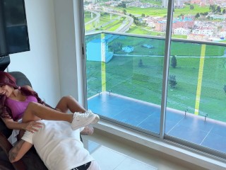 Cheating boyfriend!! He fucks his stepsister while his girlfriend watches! CUCKOLD!