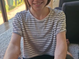 Waited a month for a blowjob, filled a cutie with cum with a bob