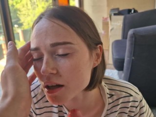 Waited a month for a blowjob, filled a cutie with cum with a bob