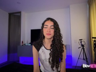 Beautiful 18-year-old Latina nervously records her first sextape for her profile.