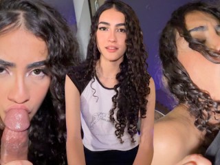 Beautiful 18-year-old Latina nervously records her first sextape for her profile.