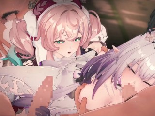 【崩壊スターレイル 乱交セックス】ヒアンシー,キャストリスが集団エッチする3Dエロアニメ動画(Castorice,Hyacine group orgy sex.)