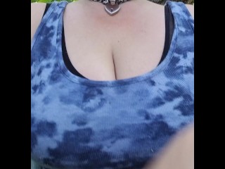 Big Titted Milf Flashing on the Trail Hoping to get Caught