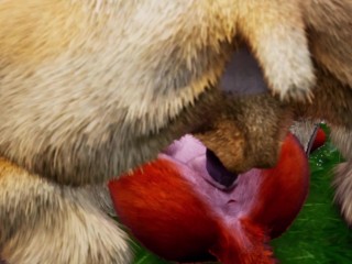 Minotaur fuck furry Foxy Girl and Tiger Girl in the rain - romantic fun